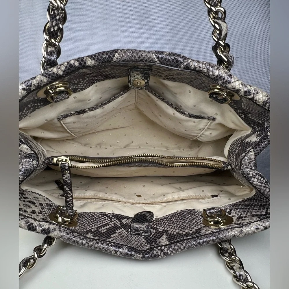 ♠️ Kate Spade Large Satchel Quilted Snakeskin-Embossed Gold-Tone Hardware